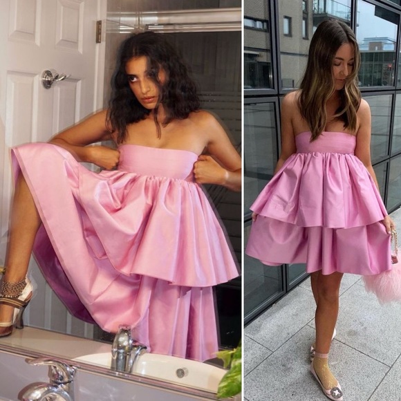 ROTATE by BIRGER CHRISTENSEN Carmina Tiered Ruffle Dress in Prism Pink Size 6 - Picture 5 of 16